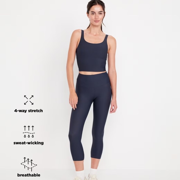 NWT OLD NAVY High-Waisted Cropped Leggings Color:Dusk Navy - Picture 9 of 10